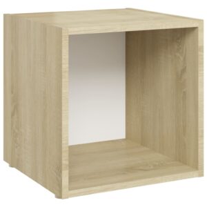 vidaXL Meubles TV 4 pcs Blanc et chêne sonoma 37x35x37 cm Aggloméré