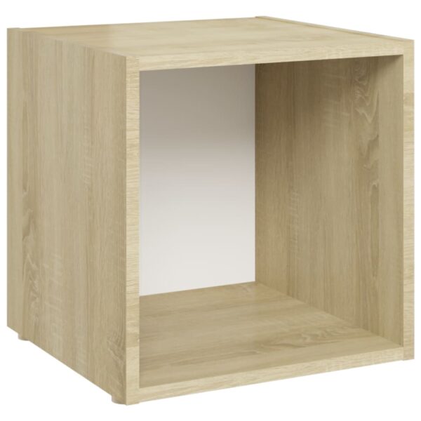 vidaXL Meubles TV 4 pcs Blanc et chêne sonoma 37x35x37 cm Aggloméré