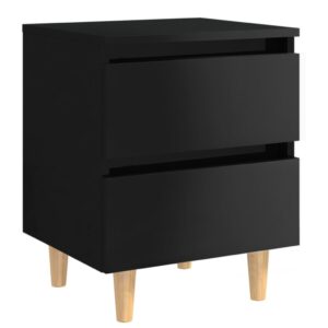 vidaXL Tables de chevet pieds en pin 2 pcs Noir brillant 40x35x50 cm