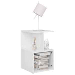 vidaXL Table de chevet Blanc brillant 35x35x55 cm Aggloméré