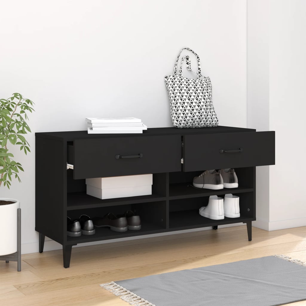 vidaXL Armoire à chaussures Noir 102x35x55 cm Bois d'ingénierie